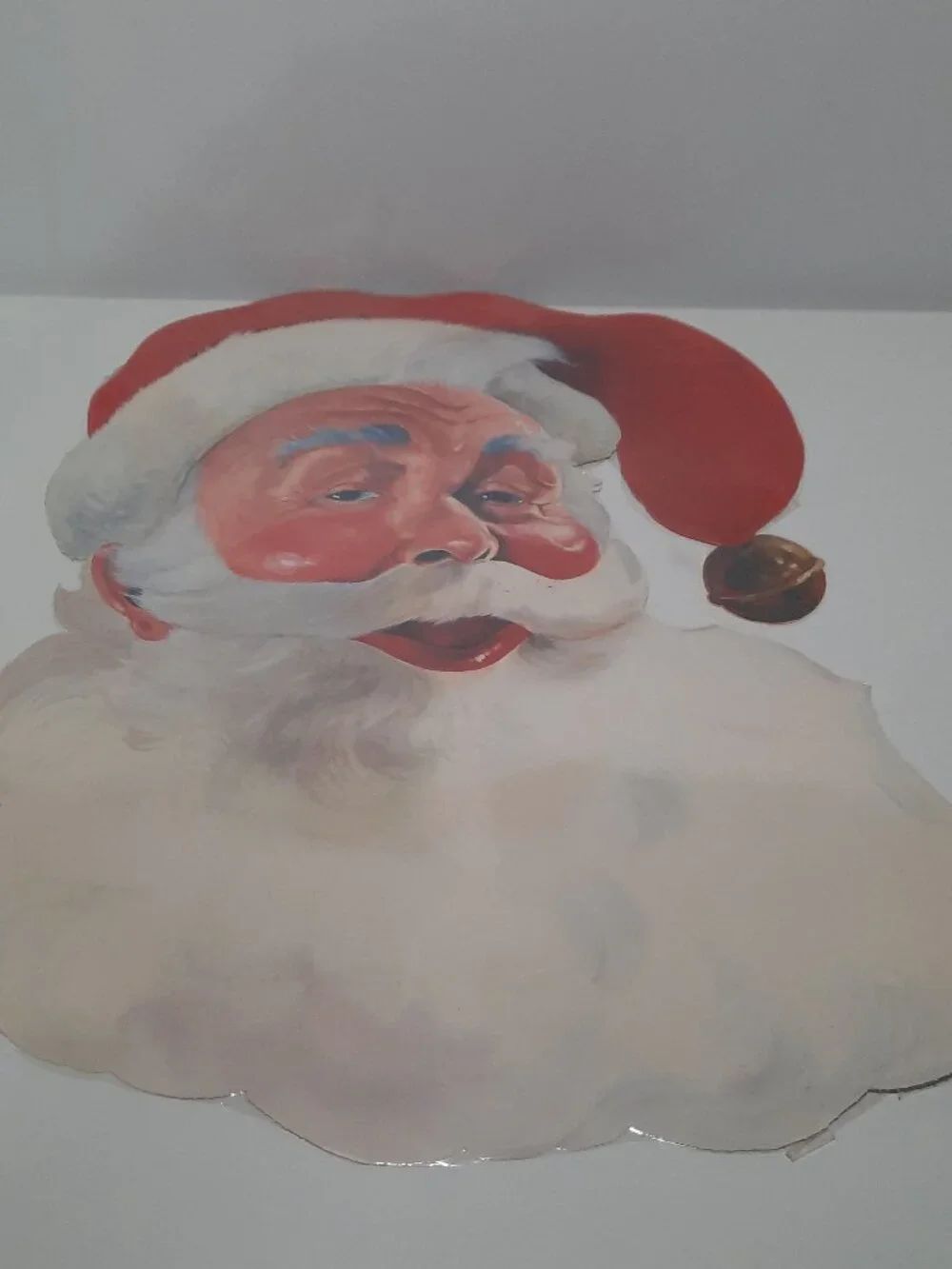 Vintage Santa Claus Face Die Cut Laminated Double Sided Christmas Decor
